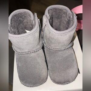 Gray Suede Baby Booties